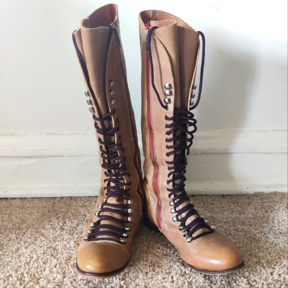 Steve Madden Knee High Lace Up Perrin Leather Boots Size 7.5
